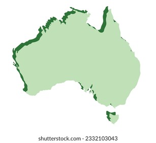 Australia map, Colorful 3D map