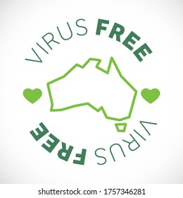Australia map cornavirus free zone. Virus clear area.