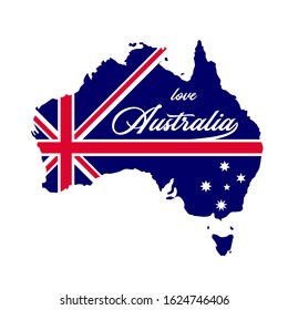 Australia map country with blue australia flag inside vector illustration good for merchandise or t-shirt printing svg