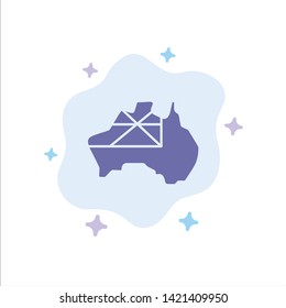 Australia, Map, Country, Flag Blue Icon on Abstract Cloud Background