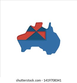 Australia, Map, Country, Flag  Flat Color Icon. Vector icon banner Template