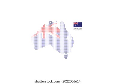 Australia map design by color of Australia flag in circle shape, White background with Australia flag.