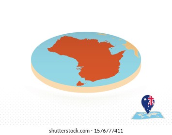 Australia map designed in isometric style, orange circle map of Australia for web, infographic and more.