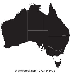Australia Map with Different Region Divisions Editable Vector Design