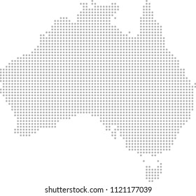 Australia map dots, dotted Australia map vector outline, point patterns Australia map faded gray background