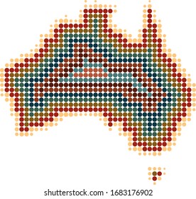 Australia Map Dots Pattern in Earth Tone and Aboriginal Tone Colors