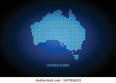 Australia map dotted style. Vector illustration isolated. Map of Oceania. Symbol for your web site design map logo, app, ui, Travel vector eps10, concept Illustration.