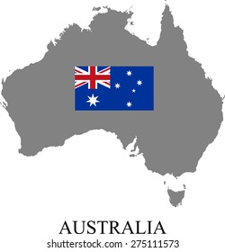 Australia map with flag