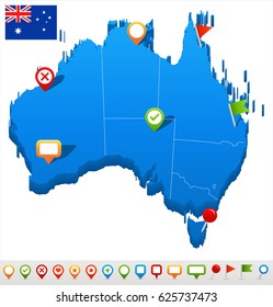 Australia map and flag - highly detailed vector illustration