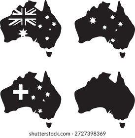 Australien Karte Symbol-Set, Australien Ländersymbol, nationale Identität Design, Reise Geografie Illustration, globale Nation Branding, isolierte minimale Vektor
