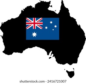 Australia map and flag icon vetor