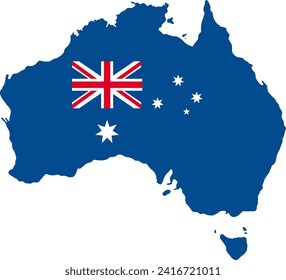 Australia map and flag icon vetor