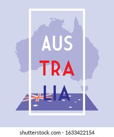 australia map with flag, label austratia vector illustration design