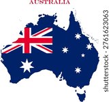 Australia Map Flag National Vector Outline with Southern Cross