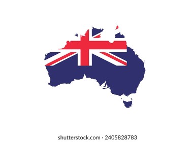 Australia map with its flag on black background.