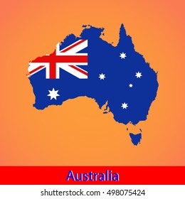 Australia map flag on a orange background
