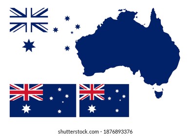 Australia map and flag. Simple icon set. Flat style element for graphic design. Vector EPS10 illustration
