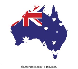 Australia Map with Flag Vector