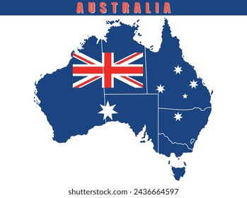Australia map with flag. Vector illustration.