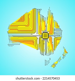 Mapa de Australia. Australia en forma de circuito electrónico. vector australia. Australia del otoño