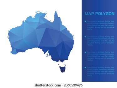Australia map in geometric blue polygonal style modern design on white background. Vector illustration map in geometric blue polygonal style modern design on white background. Vector illustration.