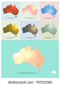 australia map in geometric polygonal, mosaic style.