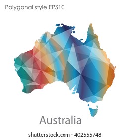 Australia map in geometric polygonal style.Abstract gems triangle,modern design background.