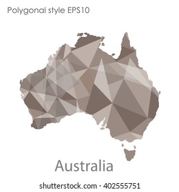 Australia map in geometric polygonal style.Abstract gems triangle,modern design background.