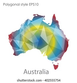 Australia map in geometric polygonal style.Abstract gems triangle,modern design background.