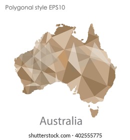 Australia map in geometric polygonal style.Abstract gems triangle,modern design background.