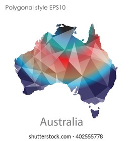 Australia map in geometric polygonal style.Abstract gems triangle,modern design background.