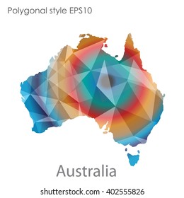 Australia map in geometric polygonal style.Abstract gems triangle,modern design background.