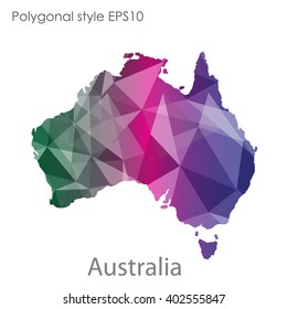 Australia map in geometric polygonal style.Abstract gems triangle,modern design background.