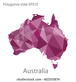 Australia map in geometric polygonal style.Abstract gems triangle,modern design background.