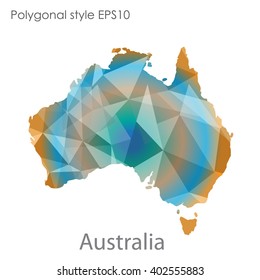 Australia map in geometric polygonal style.Abstract gems triangle,modern design background.