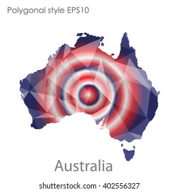 Australia map in geometric polygonal style.Abstract gems triangle,modern design background.