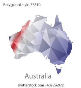 Australia map in geometric polygonal style.Abstract gems triangle,modern design background.