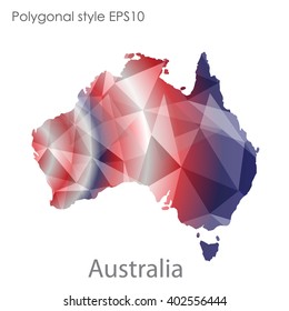 Australia map in geometric polygonal style.Abstract gems triangle,modern design background.