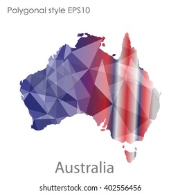 Australia map in geometric polygonal style.Abstract gems triangle,modern design background.