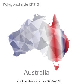 Australia map in geometric polygonal style.Abstract gems triangle,modern design background.