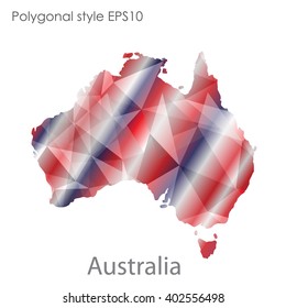 Australia map in geometric polygonal style.Abstract gems triangle,modern design background.