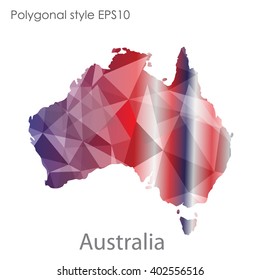 Australia map in geometric polygonal style.Abstract gems triangle,modern design background.