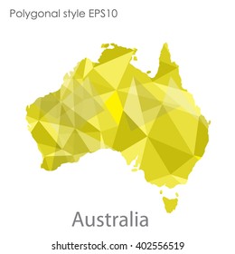 Australia map in geometric polygonal style.Abstract gems triangle,modern design background.