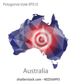 Australia map in geometric polygonal style.Abstract gems triangle,modern design background.