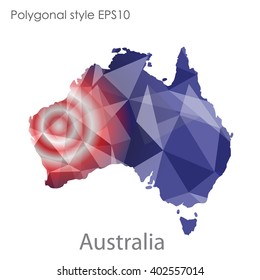 Australia map in geometric polygonal style.Abstract gems triangle,modern design background.
