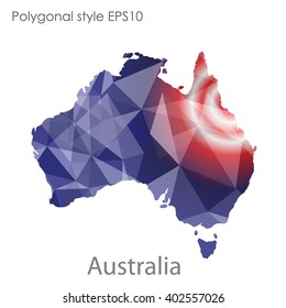 Australia map in geometric polygonal style.Abstract gems triangle,modern design background.