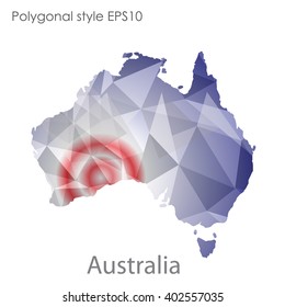 Australia map in geometric polygonal style.Abstract gems triangle,modern design background.