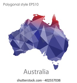 Australia map in geometric polygonal style.Abstract gems triangle,modern design background.