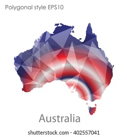 Australia map in geometric polygonal style.Abstract gems triangle,modern design background.