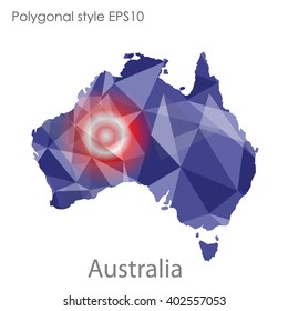 Australia map in geometric polygonal style.Abstract gems triangle,modern design background.
